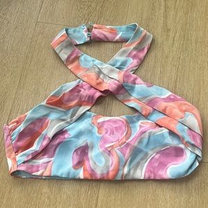 NWT Beginning Boutique Alston Crop Top Mulitcolor Halter